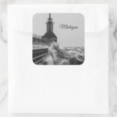 Fierce Waves in St Joseph Grayscale Vierkante Sticker (Tas)