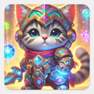 Fierce Whiskers: De kronieken van Meowgic Vierkante Sticker