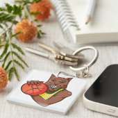 Fierce Wildcat Basketball Mascot Sleutelhanger (Voorkant Rechts)