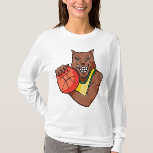 Fierce Wildcat Basketball Mascot T-shirt (Voorkant)