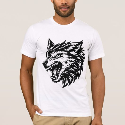 Fierce Wolf Head Bold Black and White Alpha Wolf  T-shirt (Voorkant)