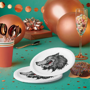 Fierce Wolf Head Bold Wild Animal Papieren Bordje