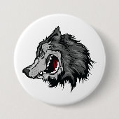 Fierce Wolf Head Bold Wild Animal Ronde Button 7,6 Cm (Voorkant)