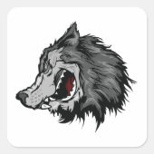 Fierce Wolf Head Bold Wild Animal Vierkante Sticker (Voorkant)