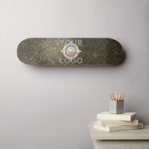 Fierce Zwart en Goud Glitter Graffiti Label Sticke Skateboard