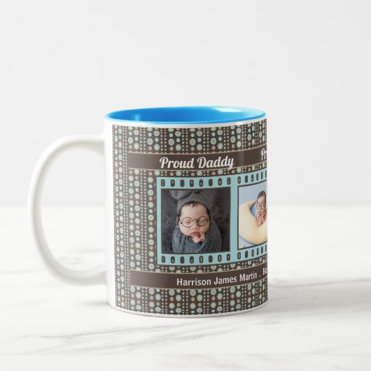 Fière New Daddy 4 Photo Mug Aqua et Brown (Gauche)