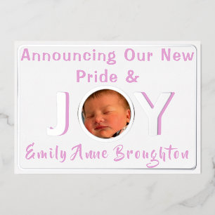 Fierté & Joy Foil Faire-part de naissance