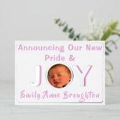 Fierté & Joy Foil Faire-part de naissance (Debout devant)
