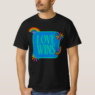 Fierté - l'amour gagne. T-shirt gay arc-en-ciel lg