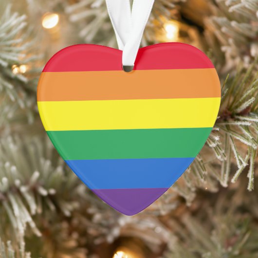 Fierté rainbow stripes Lgbt gay coeur de Noël (Arbre)