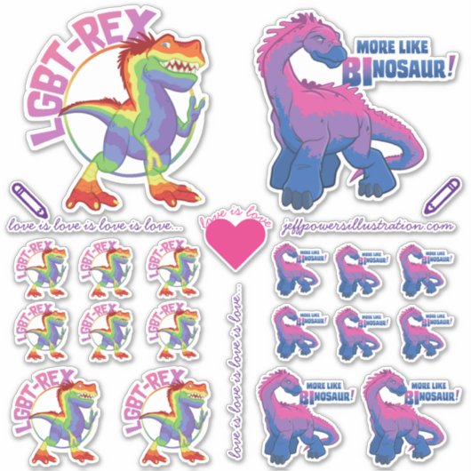 Fierté Sticker Assortiment avec des dinosaures! (Devant)
