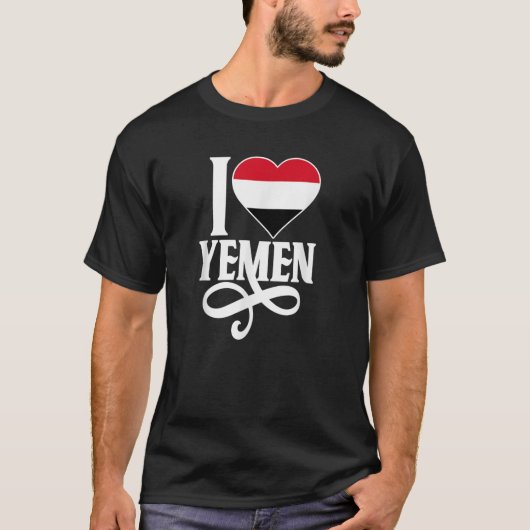 fierté yéménite J'aime le t-shirt drapeau du Yémen (Devant)