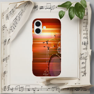 Fiery Abstract Drum Kit Muziek iPhone 16 Hoesje