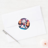 Fiery Anime Action Ronde Sticker (Envelop)