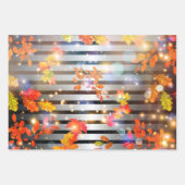 Fiery Autumn Foliage Zilver Black Stripe Glamour Inpakpapier Vel (Voorkant)
