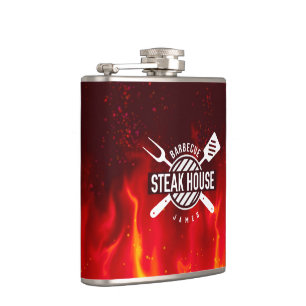 Fiery BBQ Flask - Custom Steak House Style Heupfles