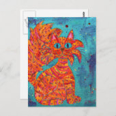 Fiery Cat op Turquoise Briefkaart (Voorkant / Achterkant)