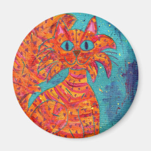Fiery Cat op Turquoise Magneet