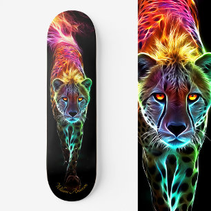Fiery Cheetah Glowing Cool Style Skateboard