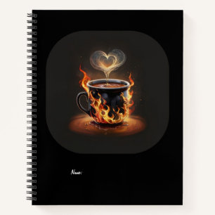 Fiery Christmas Coffee Cup met Heart Steam Art Notitieboek