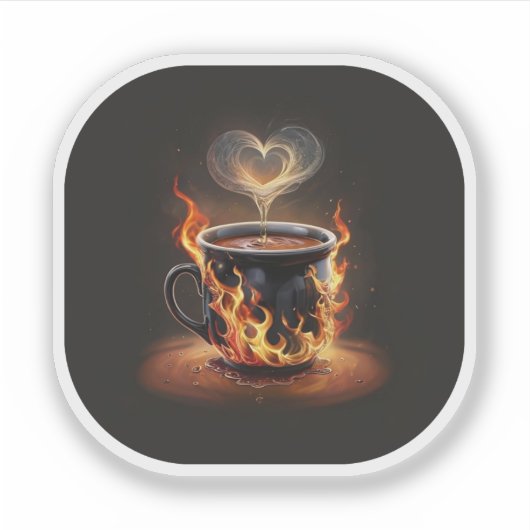 Fiery Christmas Coffee Cup met Heart Steam Art Sticker (Voorkant)