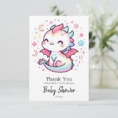 Fiery Custom Pastel Dragon Baby shower Bedankkaart (Staand voorkant)