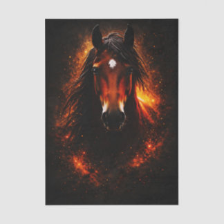 Fiery Dark Fantasy Bay Horse FH3R Decoupage Tissuepapier
