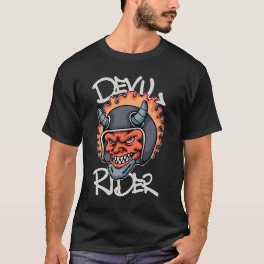 Fiery Devil with Helmet streetwear  T-shirt (Voorkant)