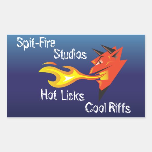 Fiery Devil's Head_Hot Licks Cool Riffs Rechthoekige Sticker (Voorkant)
