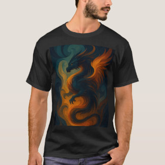 Fiery Dragon Abstracte Kunst – Fantasy Beast T-shi T-shirt