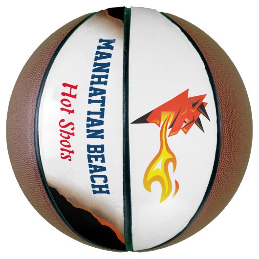 Fiery duivels hoofdvlam die hete schoten gooit basketbal (Verticaal)