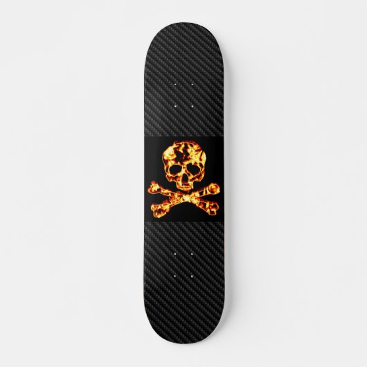 Fiery Flaming Skull en Crossbones Skateboard (Voorkant)