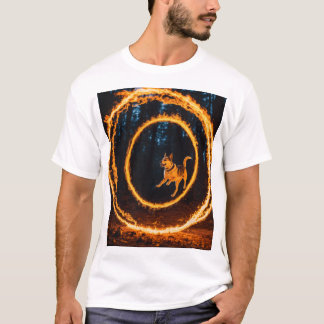 Fiery Forest Leap: Hond in actie T-shirt