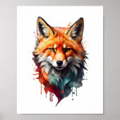 Fiery Fox Beauty Waterverf Animal Wall Art Poster (Voorkant)