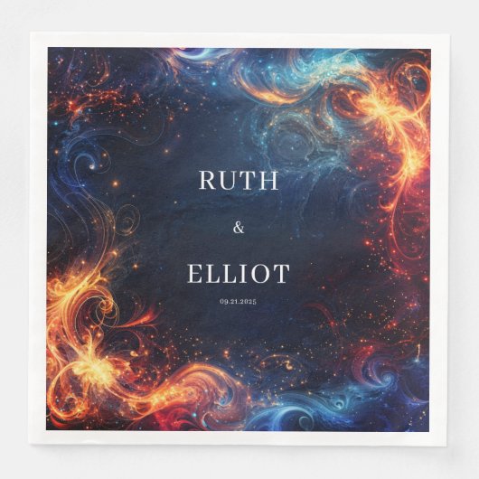 Fiery Galaxy bruiloft servetten (Voorkant)