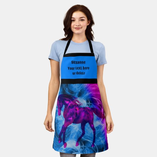 Fiery Galloping Zwart Paard Gepersonaliseerd Schort (Gedragen)