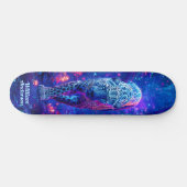 Fiery Glowing Blue Cheetah Cool Style Skateboard (Horizontaal)