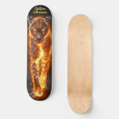 Fiery Glowing Cheetah Skateboard (Voorkant)