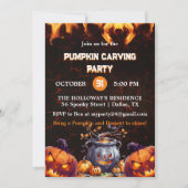 Fiery Halloween Pumpkin Carving Party Uitnodiging (Voorkant)
