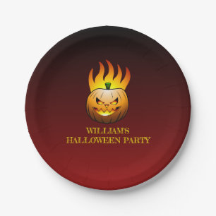 Fiery Halloween Pumpkin Paper Bord