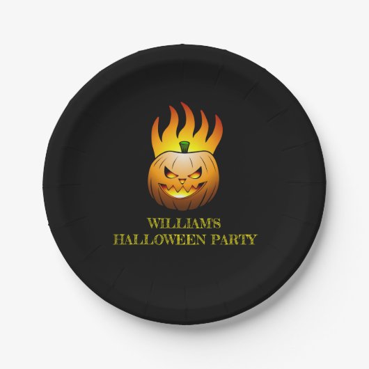 Fiery Halloween Pumpkin Paper Bord (Voorkant)
