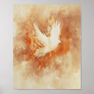 Fiery Holy Spirit Christelijke Waterverf muurkunst Poster