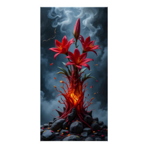 Fiery Lily Fantasy Perfect Poster