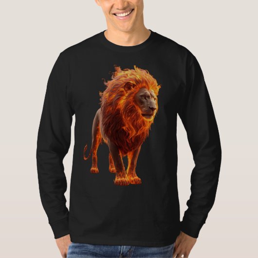 Fiery Lion – Dramatic Fantasy T-Shirt (Voorkant)