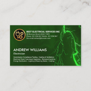 Fiery Luminous Lightning Flash Electrician Service Visitekaartje