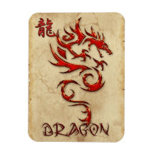Fiery Metal-look Tribal Dragon 4 Asian Art Magnet