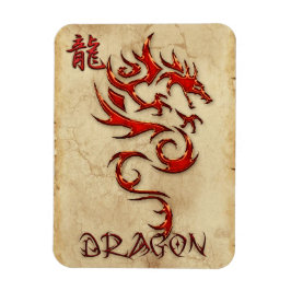 Fiery Metal-look Tribal Dragon 4 Asian Art Magnet Magneet