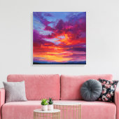 Fiery Orange Purple Abstract Landscape Canvas Prin (Insitu (Woonkamer))