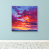 Fiery Orange Purple Abstract Landscape Canvas Prin (Insitu (Houten vloer))