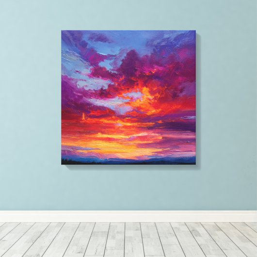 Fiery Orange Purple Abstract Landscape Canvas Prin (Insitu (Houten vloer))
